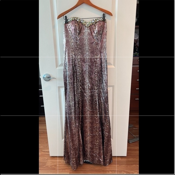 Sparkle Brown/ Multi Strapless Sequin Prom Party Dress Size 16 - Picture 1 of 16